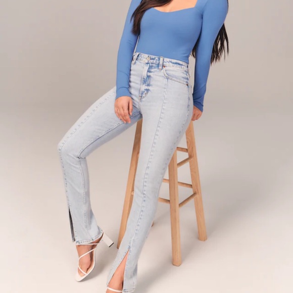 abercrombie and fitch curve love the 90s straight ultra high rise jeans - Picture 4 of 11